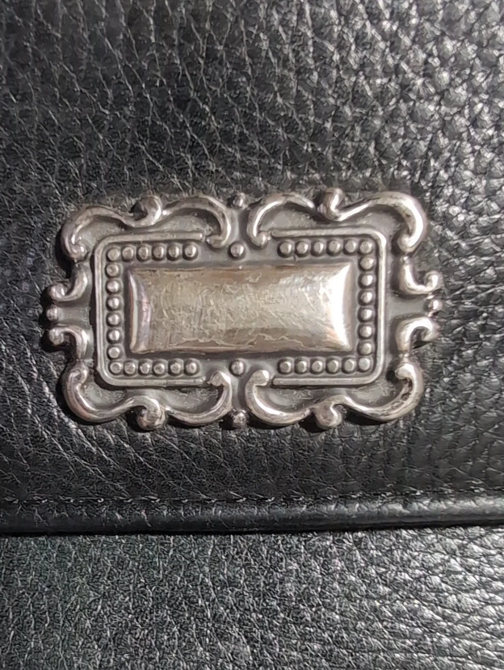 Fossil Black Leather Crossbody Wristlet Bag with Silver Accent
